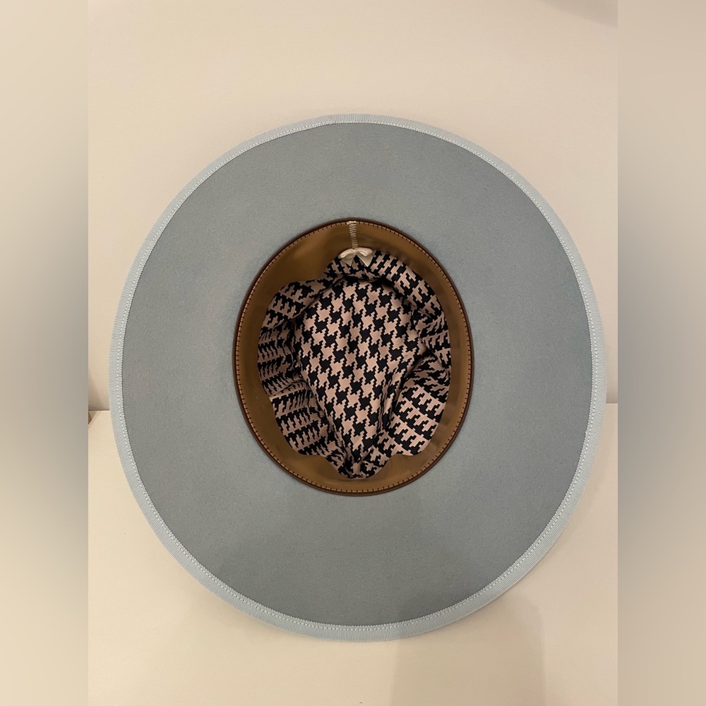 Teressa Foglia New Coastal Sea Felt Hat blue flat 100x Nick Fouquet 58 7 1/4 - Picture 9 of 12